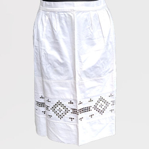 White vintage apron cotton embroidered