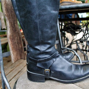 Vintage boots black equestrian riders shoes leather women Size 39 EU/ 6 UK/ 8.5 US