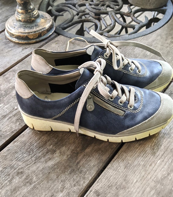 bad sektor Smitsom sygdom Vintage Women Shoes Sneakers Grey Blue Rieker Leather Comfy - Etsy