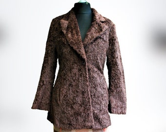 Brown jacket coat vintage fake fur women Teddy bear Size 12 EU, 8 US, M