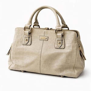 Borsa vintage MaxMara in pelle, borsa a mano, borsa a mano in pelle bianca con stampa goffrata, regalo per lei
