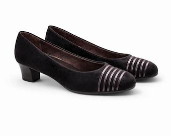 Bruine suède leren pumps vintage damesschoenen met medium hakken Maat 5 VK/ 38 EU/ 7,5 VS