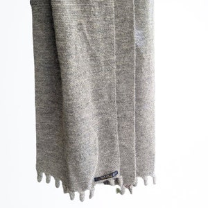 Vintage wool scarf wrap hand knitted Alpaca wool Peru green khaki unisex warm winter