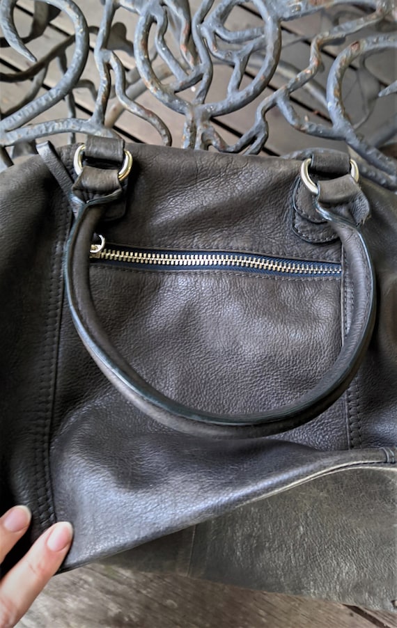 Martina Caponi Black Woven Leather Backpack Black Grey Handle Bag Handbag Leather Women Vintage Large  main image 3