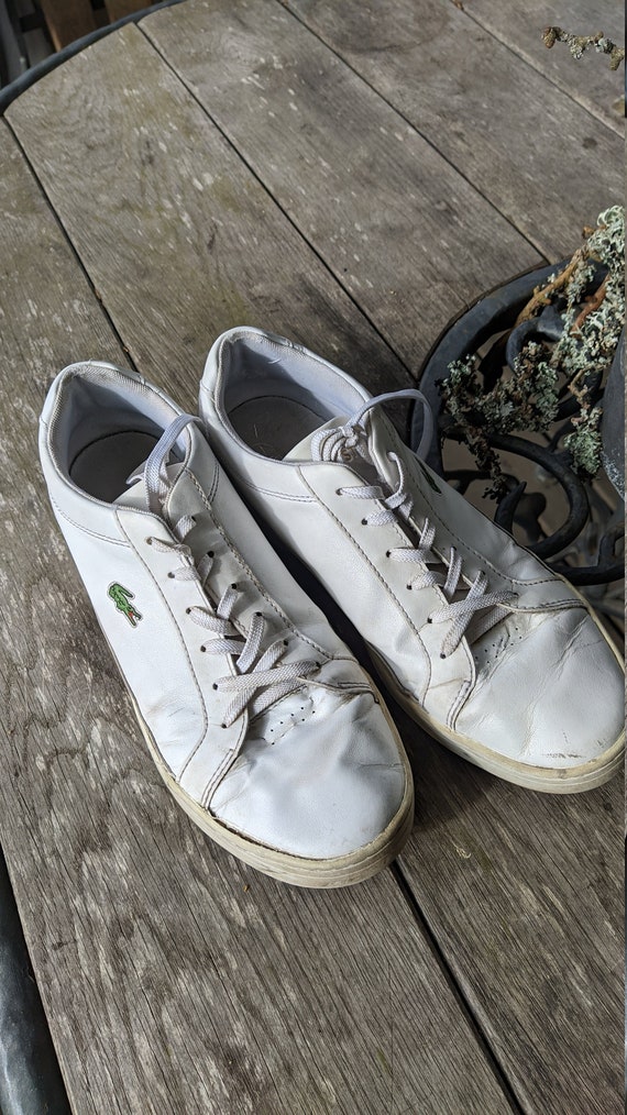 Vintage Lacoste shoes leather sneakers white Size… - Gem