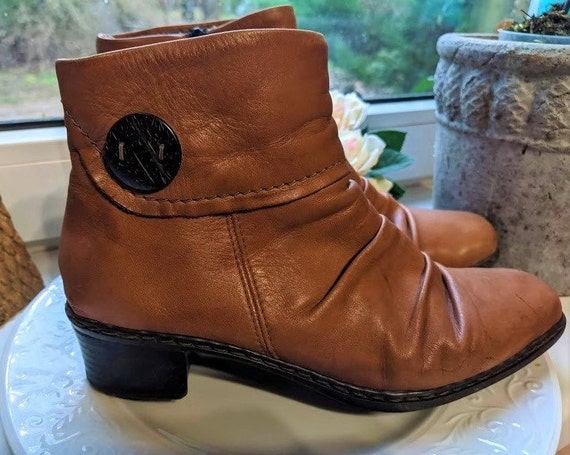 overgive modtagende Metode Brown Ankle Boots Vintage Women Soft Leather Rieker - Etsy