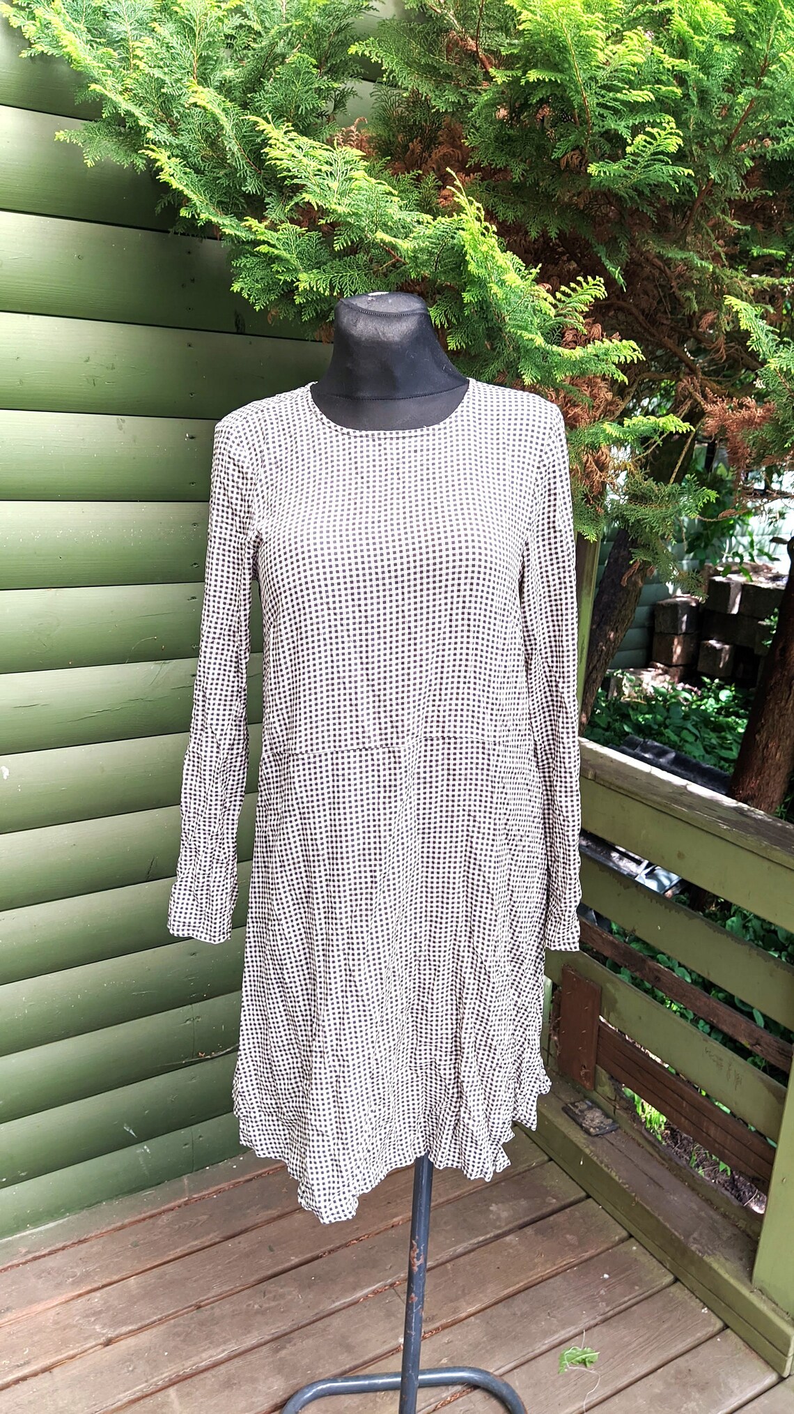 Vintage dress women tunic black white Size S 36 EU, foto 3 di 5