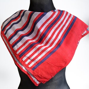 Red blue white scarf cotton vintage unisex gift for her him