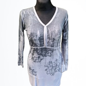 Vintage grey blouse sweater tunic top cotton viscose Women Size S