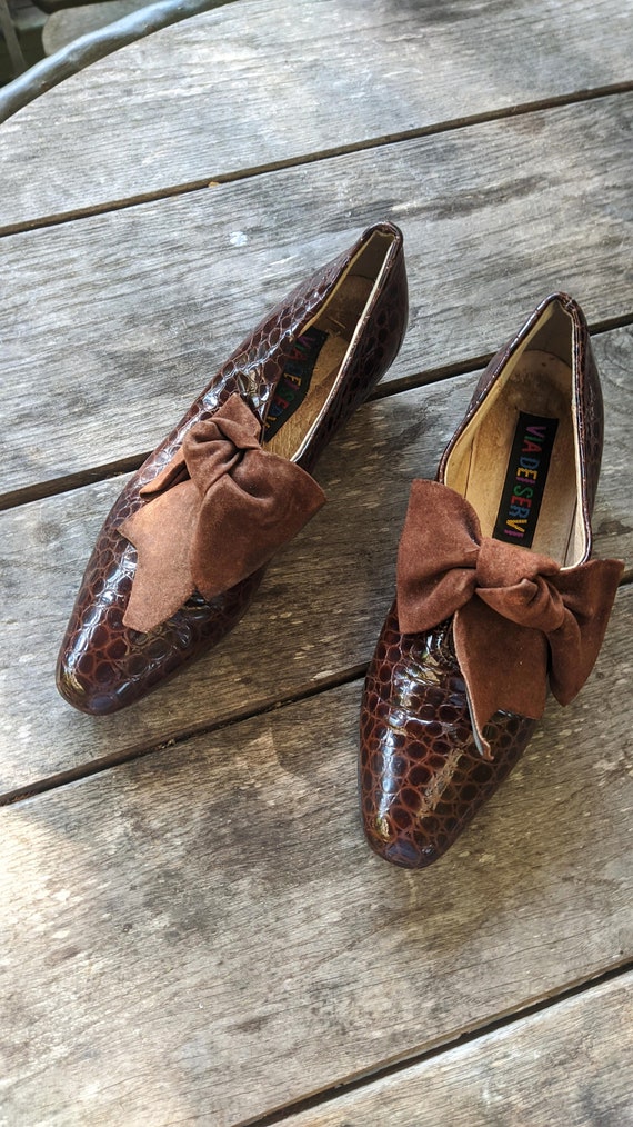 Brown Patent Leather Pumps Brown Shoes Low Heels Women With Bow 4.5 UK 7 US 37.5 EU Etsy Israel