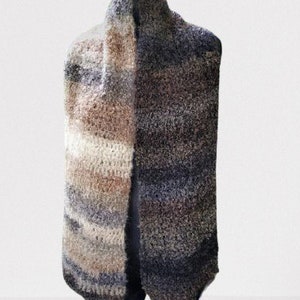 Soft knitted scarf warm wool brown beige hand knit unisex men women gift Christmas