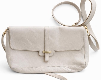 White leather handbag shoulder bag small tote purse envelop women Gift for her Christmas