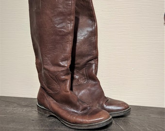 Brown vintage boots leather Tommy Hilfiger rider women shoes Size 40 EU/ 9 US/ 6.5 UK