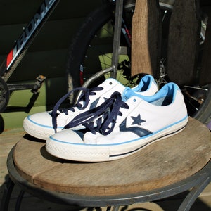 Vintage CONVERSE ALL STAR shoes 70' sneakers adult white blue retro leather unisex