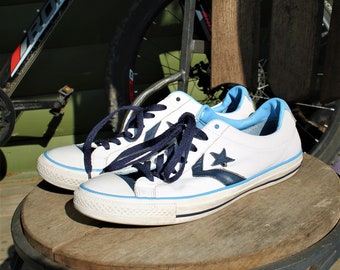 Vintage CONVERSE ALL STAR shoes 70' sneakers adult white blue retro leather unisex