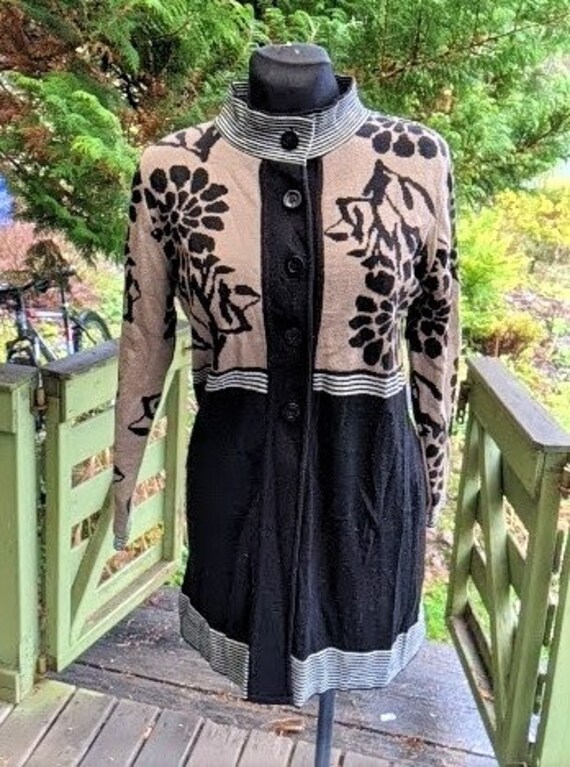Marron noir cardigan vintage femme pull floral long Taille M Laura Kent Etsy France