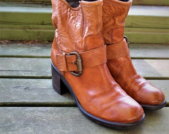 Chaussures vintage en cuir marron pour femme, Kurt Geiger, cadeau à la cheville à mi-mollet, 5 UK/7,5 US/38 EU/24,5 cm/9,65 pouces