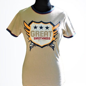 Beige T shirt brown vintage women top cotton Size S
