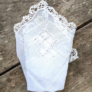 White napkin embroidered vintage pocket square for men