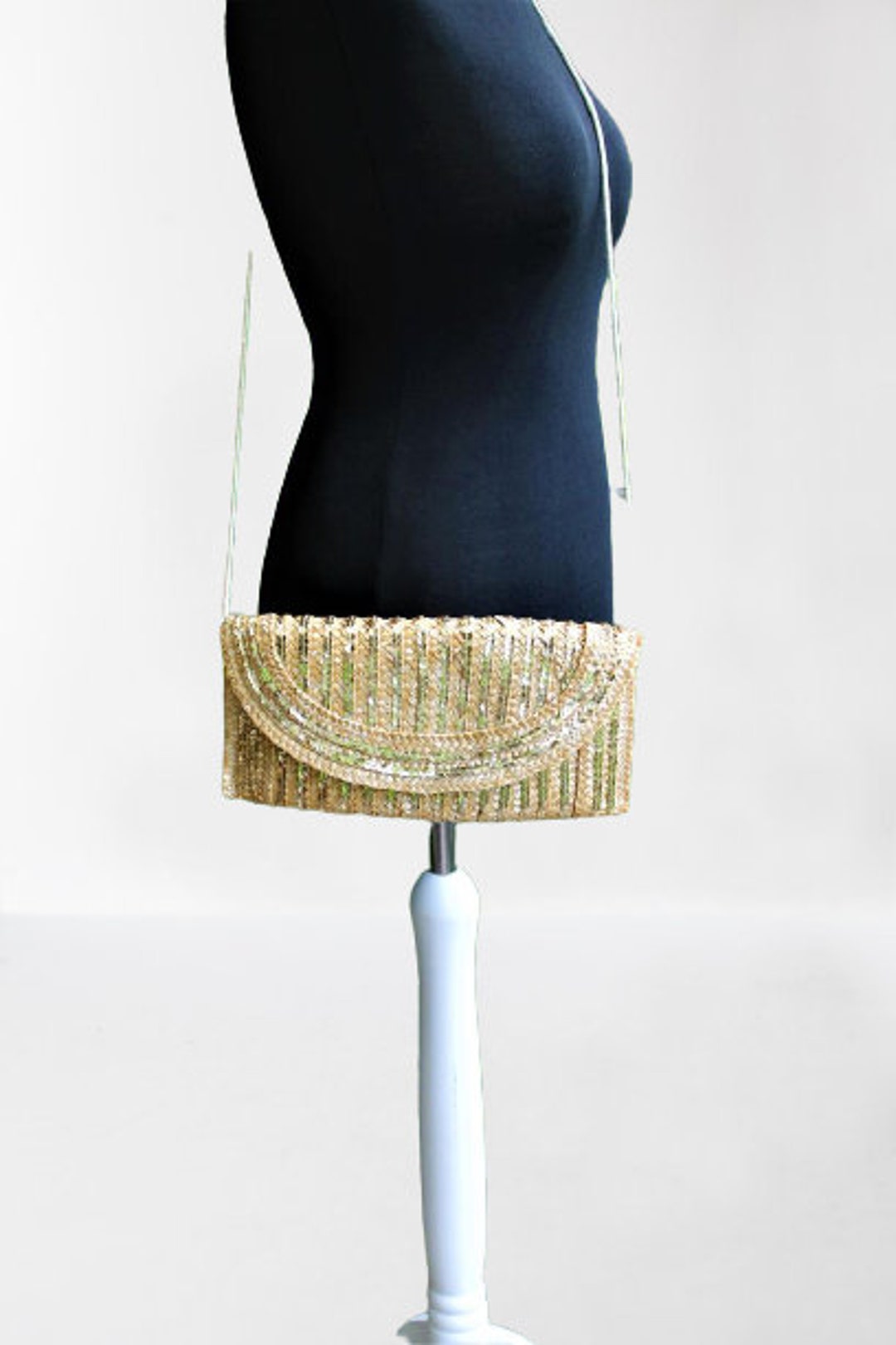 Straw Tote Shoulder Bag Purse Vintage Shimering Yellow Gift Etsy