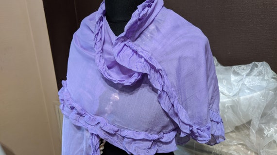 Vintage purple lilac scarf ruffled women summer w… - image 5