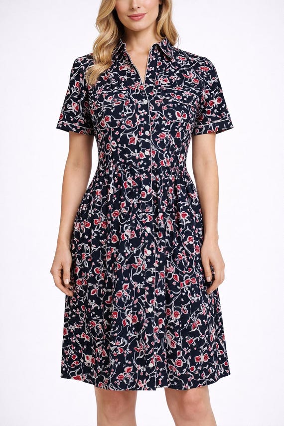 knee length dresses for ladies Plaid Linen Shirt Dress – Vintage Summer Midi