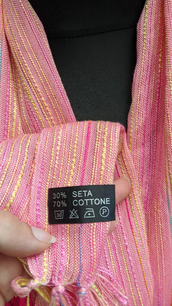 Vintage silk scarf cotton pink women - image 4