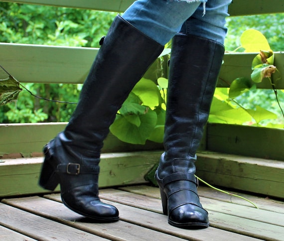 spanning Onheil Quagga Zwarte lange leren laarzen schoenen vrouwen cowboy stijl - Etsy België