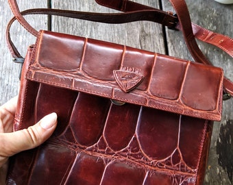 Brown Vintage Leather Shoulder Bag JOOP Small Messenger Etsy