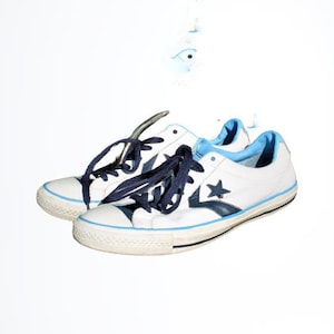 Vintage CONVERSE ALL STAR shoes 70&#39; sneakers adult white blue retro leather unisex