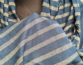 Vintage shawl scarf blue green khaki stripped wrap unisex viscose knitted