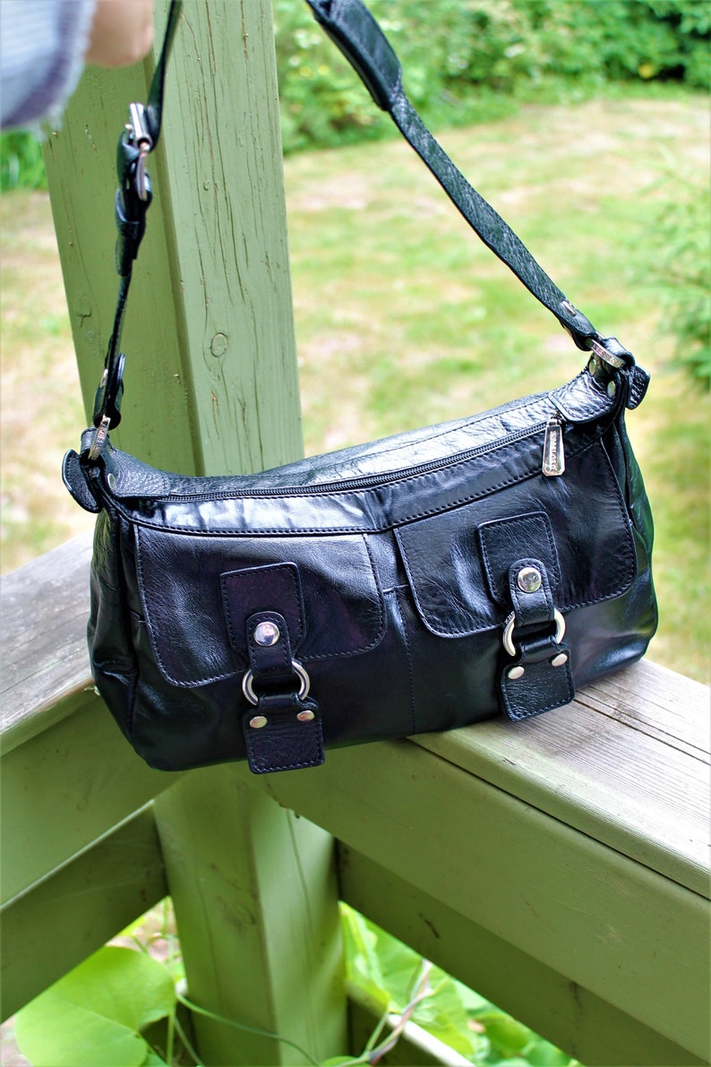 Black Leather Vintage Bag Tote Sac KESSLORD Handbag Vintage Etsy