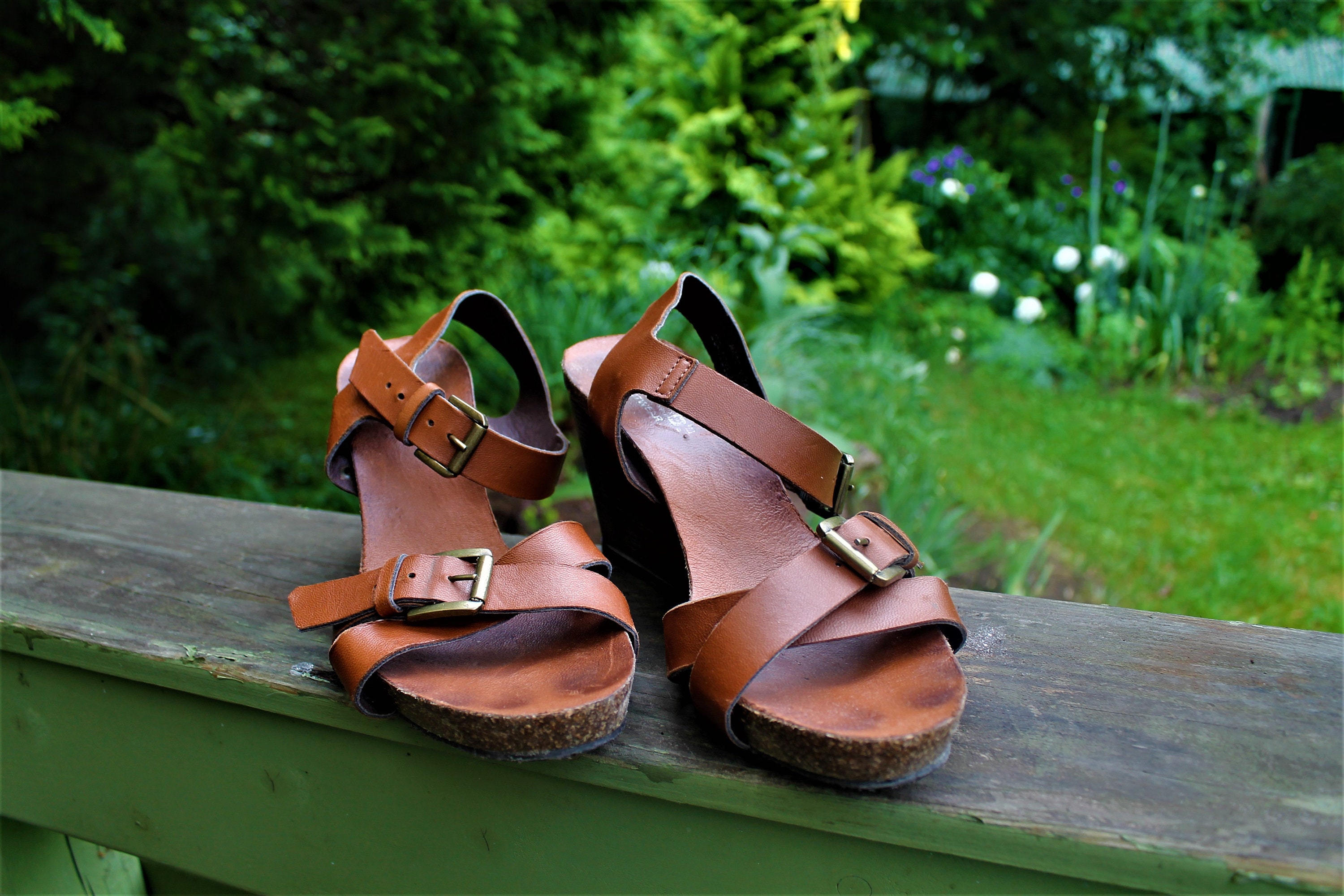 Sandals Brown Leather Vintage Made in Italy With Buckle 