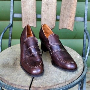 Zapatos zapatos vintage vintage zapatos de tacón mediano de cuero oxford 2 Tamaño 38-39 / 5-6UK / 7.5-8.5US / 24.5-25 cm / 9.6 &quot; - 9.8 &quot;