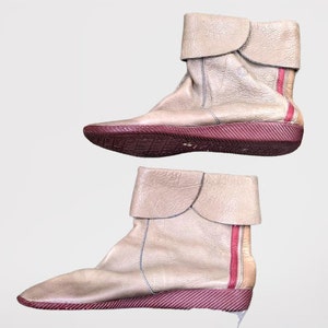 Vintage beige leren schoenen enkellaarsjes rode vrouwen zachte comfortabele Bally Maat 7- 7.5 UK / 41- 42 EU / 9.5-10 US