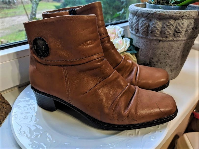 overgive modtagende Metode Brown Ankle Boots Vintage Women Soft Leather Rieker - Etsy