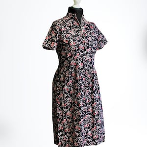 Vestido vintage verano mujeres midi mangas cortas algodón floral verano 80s Tamaño S