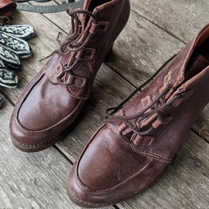 Brown vintage shoes ankle boots medium heels leather women laced ART Size 40 EU/ 9 US/ 6,5 Uk image 5