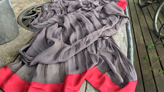 Vintage gray red shawl scarf wrap women gorgeous … - image 3