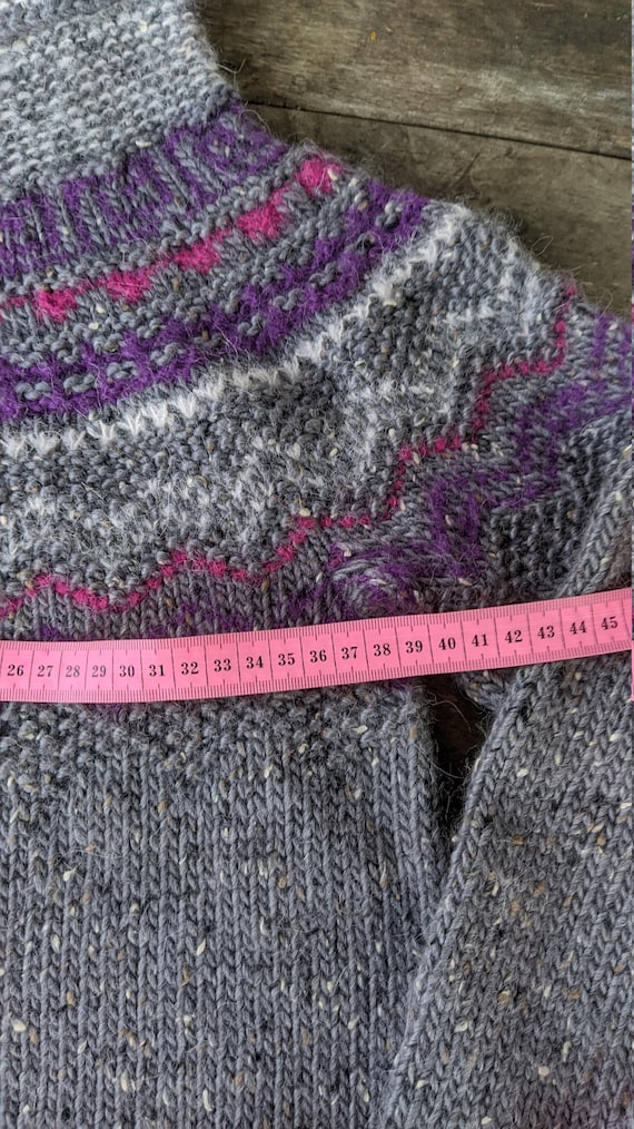 Vintage icelandic sweater girl teenager grey hand… - image 7