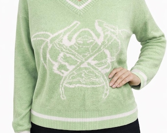 Vintage green sweater pullover women Size  L