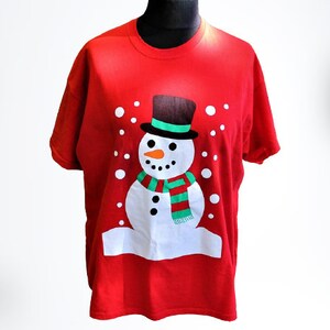 Czerwona świąteczna koszulka bałwanki vintage koszulki unisex mężczyźni kobiety prezent rozmiar XL