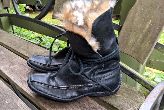 Vintage laarzen leer zwart bont mocassins vrouwen warm Maat 38 - Etsy  Nederland