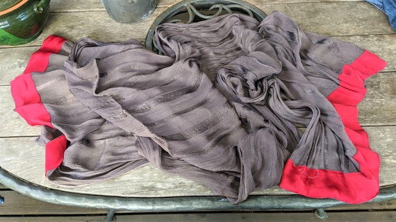 Vintage gray red shawl scarf wrap women gorgeous … - image 1