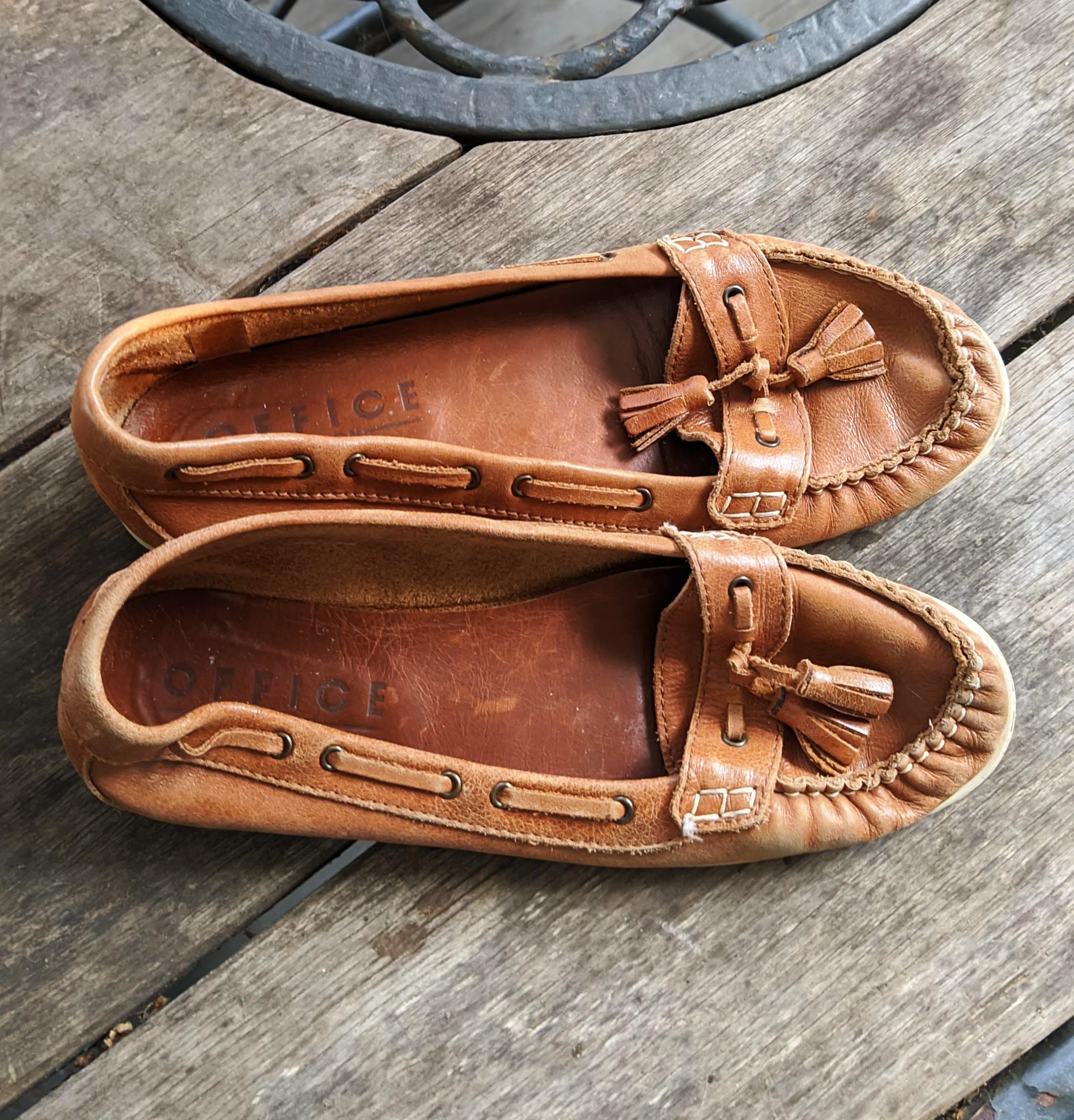 Brown Leather Shoes Moccasins Women Size 39-40 EU/8.5-9 US  display picture 3