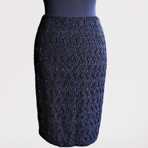 Gorgeous black skirt vintage pencil evening embroidred beads women gift for her Size S M