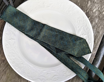 Vintage silk tie green hand made necktie Christmas gift for him unisex