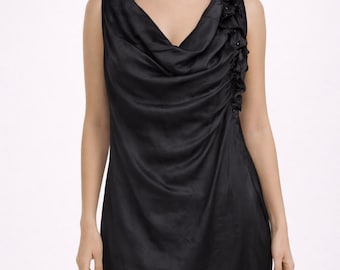Vintage dress black women evening gift for her Size M