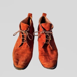 Rood koperen suède leren schoenen enkellaarsjes vintage vrouwen Manfield Maat 36.5 EU / 6-6.5 US / 3.5-4 UK