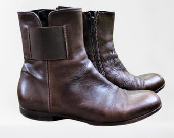 Dark brown vintage ankle boots shoes leather women Agl made in Italy 36 EU/ 3.5 UK/ 6 US